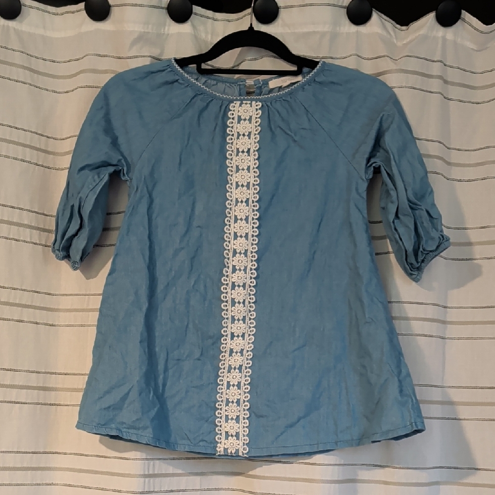 Self Esteem Denim Blue Top with White Stitching